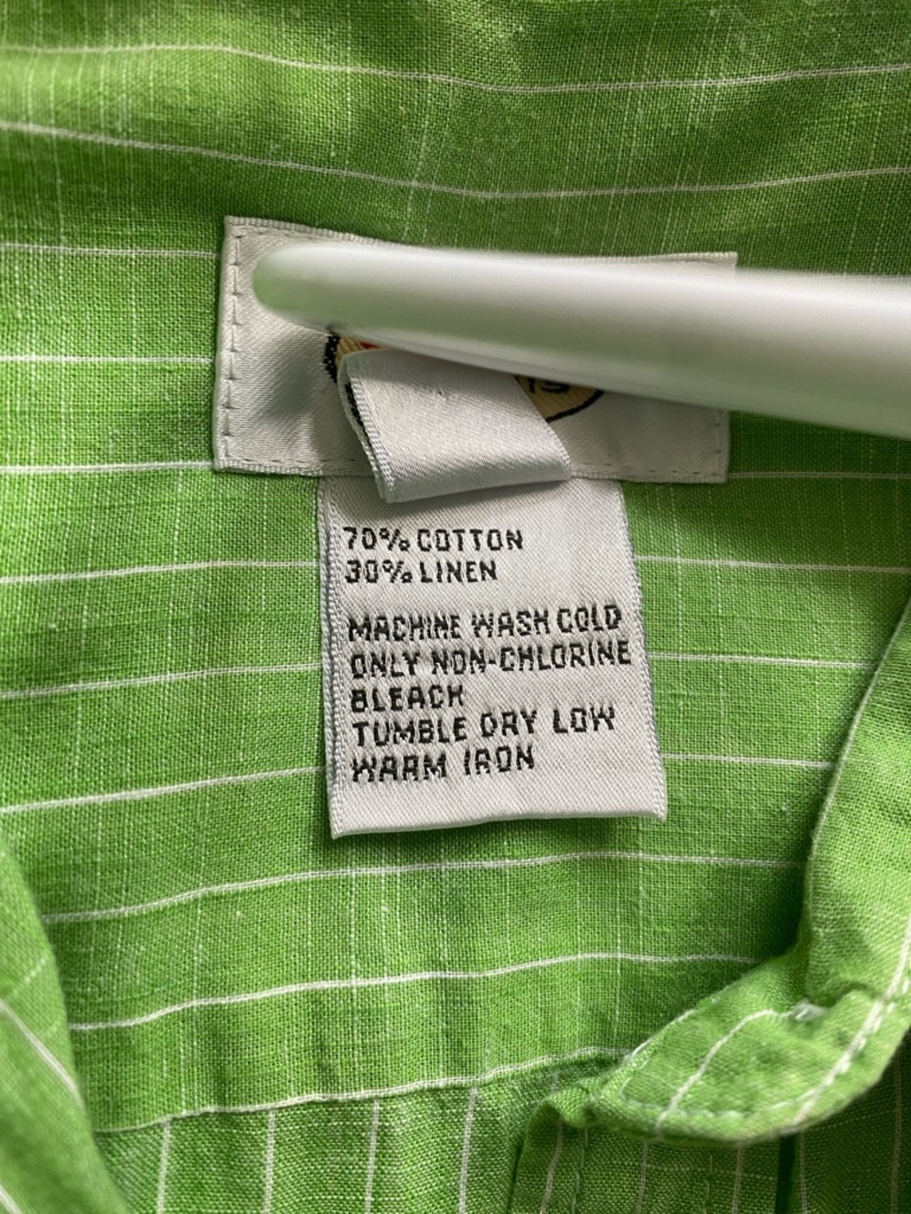 Talbots Green Pinstripe Button-Up Blouse - Picture 8 of 11
